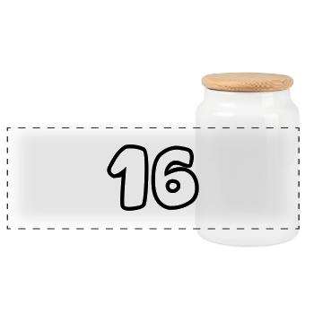 16 - Panoramic Cookie Jar with Wooden Lid - white - Front