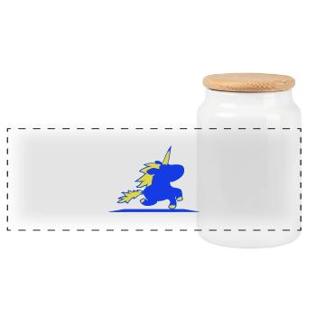 Licorne monte rapide galop mignon silhouette cheval - Boîte à biscuits avec couvercle en bois - blanc - Devant