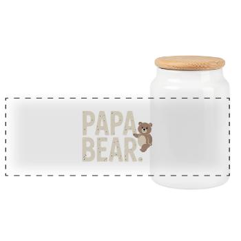 Papa Bear – Un design amusant pour les pères - Boîte à biscuits avec couvercle en bois - blanc - Devant