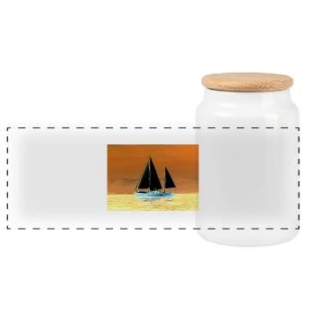 Ho-Boot - Panorama Keksdose mit Holzdeckel - Weiß - Vorne