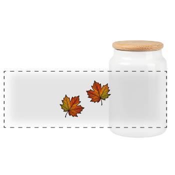 Leaf Autumn Maple Leaf 2 - Panoramic Cookie Jar with Wooden Lid - white - Front