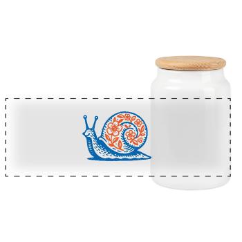 Escargot rétro bleu et rouge - Boîte à biscuits avec couvercle en bois - blanc - Devant