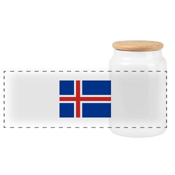 island, iceland, fahne, flagge - Panorama Keksdose mit Holzdeckel - Weiß - Vorne