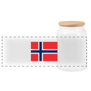 Norway Flag Flag - Panoramic Cookie Jar with Wooden Lid - white - Front