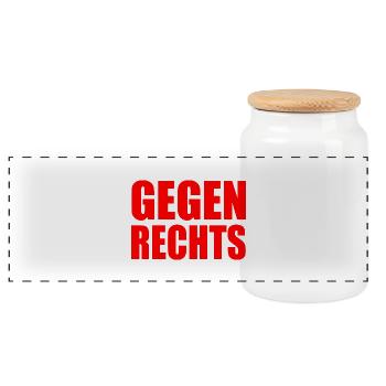Gegen rechts - Panorama Keksdose mit Holzdeckel - Weiß - Vorne