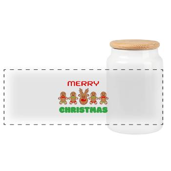 Série de rennes en pain d’épice - Tenue de Noël - Boîte à biscuits avec couvercle en bois - blanc - Devant