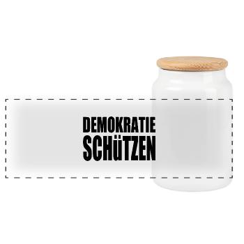 demokratie schützen - Panorama Keksdose mit Holzdeckel - Weiß - Vorne