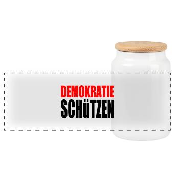 demokratie schützen - Panorama Keksdose mit Holzdeckel - Weiß - Vorne
