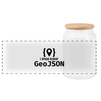 GeoJSON Developer Coder Programmer GIS Mapping - Panoramic Cookie Jar with Wooden Lid - white - Front