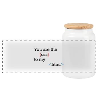CodeSymbolism Curly and Angle - Panoramic Cookie Jar with Wooden Lid - white - Front
