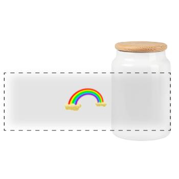 Rainbow - Panorama Keksdose mit Holzdeckel - Weiß - Vorne