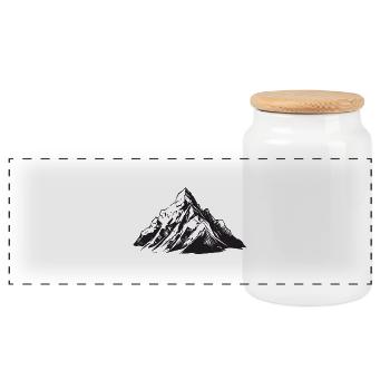 Berg Symbol Alpen - Panorama Keksdose mit Holzdeckel - Weiß - Vorne