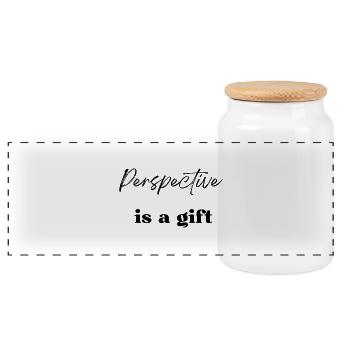 Perspective is a gift - Panoramic Cookie Jar with Wooden Lid - white - Front