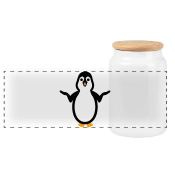 Cute Penguin - No clue - Panoramic Cookie Jar with Wooden Lid - white - Front