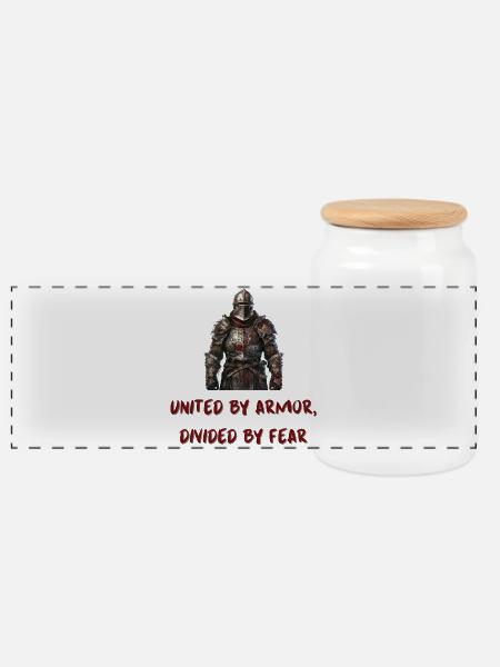 United by Armor, Divided by Fear - Panorama Keksdose mit Holzdeckel - Weiß