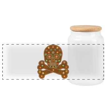 Lebkuchen Sugar Skull Dia de los Muertos - Panorama Keksdose mit Holzdeckel - Weiß - Vorne