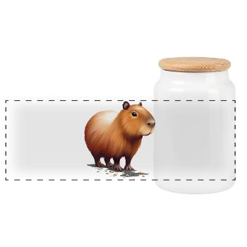 Capybara - Panorama Keksdose mit Holzdeckel - Weiß - Vorne