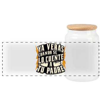 When I tell your father - Panoramic Cookie Jar with Wooden Lid - white - Front