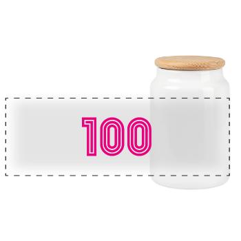 100. 100 JAHRE. 100-JÄHRIGES JUBILÄUM. 100. GEBURTSTAG - Panorama Keksdose mit Holzdeckel - Weiß - Vorne