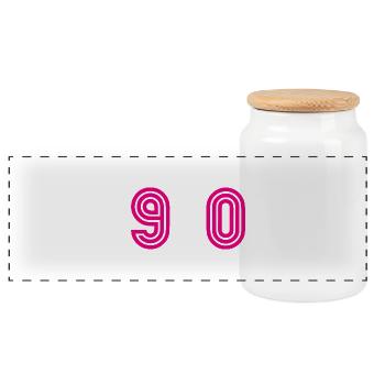 90. 90 YEARS. 90TH ANNIVERSARY. 90TH ANNIVERSARY. - Panoramic Cookie Jar with Wooden Lid - white - Front
