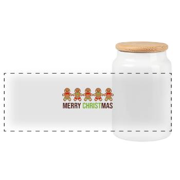 Gingerbread Series - Gingerbread Love - Panoramic Cookie Jar with Wooden Lid - white - Front