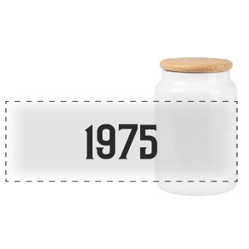 1975 - Panoramic Cookie Jar with Wooden Lid - white - Front