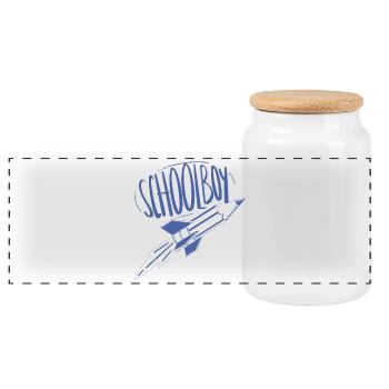 Schoolboy / School / Pencil / first day of school - Panoramic Cookie Jar with Wooden Lid - white - Front