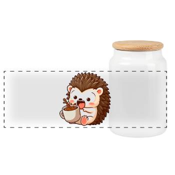 hérisson caféine bande dessinée drôle hérisson choqué - Boîte à biscuits avec couvercle en bois - blanc - Devant
