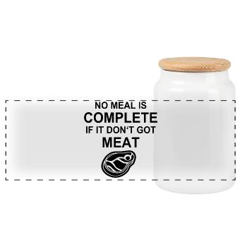 Viande, Grillades, BBQ, Burger, Steak, Western Chef - Boîte à biscuits avec couvercle en bois - blanc - Devant