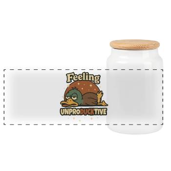 Ente feeling unproducktive unproduktiv - Panorama Keksdose mit Holzdeckel - Weiß - Vorne