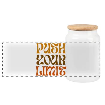 Push Your Limits Motivational Design - Panoramic Cookie Jar with Wooden Lid - white - Front