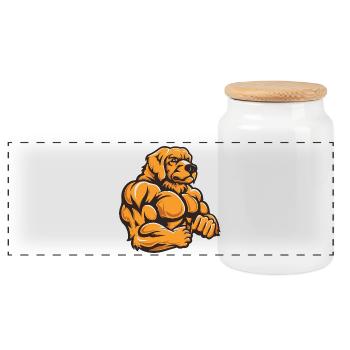 Golden Retriever Hund Muskeln Bodybuilding - Panorama Keksdose mit Holzdeckel - Weiß - Vorne