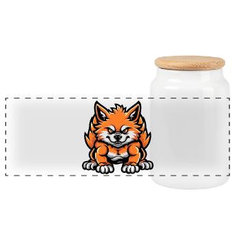 Pomeranian Dog Muscles Bodybuilding - Panoramic Cookie Jar with Wooden Lid - white - Front