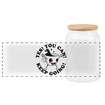Emotional Support Coffee - Panoramic Cookie Jar with Wooden Lid - white - Front
