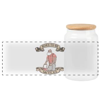 Active senior with walker - Panoramic Cookie Jar with Wooden Lid - white - Front