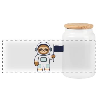 Aventure de paresseux de l’espace - Boîte à biscuits avec couvercle en bois - blanc - Devant