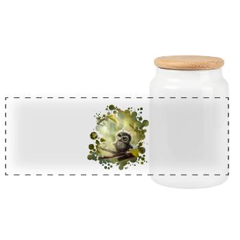 Petite Chouette - Boîte à biscuits avec couvercle en bois - blanc - Devant