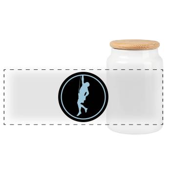 climb - Panoramic Cookie Jar with Wooden Lid - white - Front
