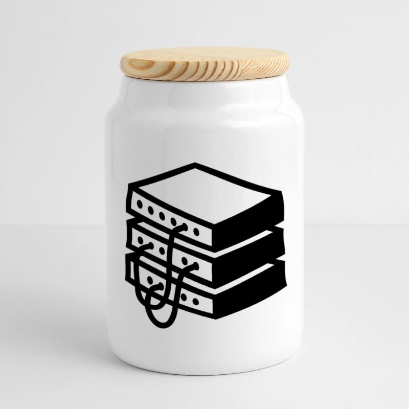 Old fashioned Server Panoramic Cookie Jar with Wooden Lid