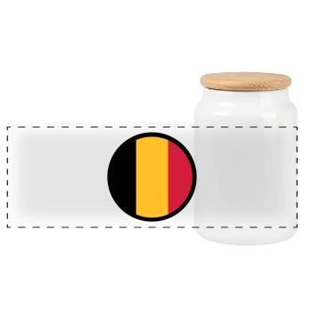 Marked by Belgium - Panoramic Cookie Jar with Wooden Lid - white - Front