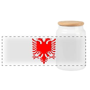 red 3d Albania - Shqiperia - Panorama Keksdose mit Holzdeckel - Weiß - Vorne