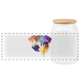 Colorful Pug - Panorama Keksdose mit Holzdeckel - Weiß - Vorne