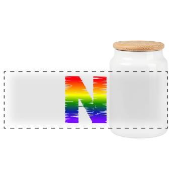 Rainbow N - Panoramic Cookie Jar with Wooden Lid - white - Front