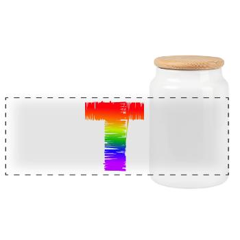 Rainbow T - Panoramic Cookie Jar with Wooden Lid - white - Front