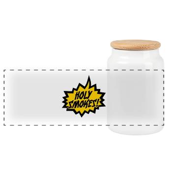 "Saint Fumeurs!" - Boîte à biscuits avec couvercle en bois - blanc - Devant