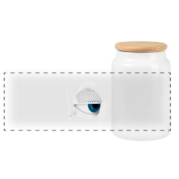 white knEYEts 2 niedliches weißes Ritter-Auge - Panorama Keksdose mit Holzdeckel - Weiß - Vorne
