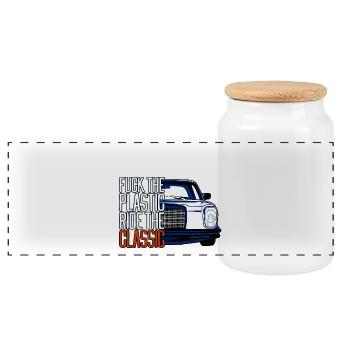 W115 Retro fck plastic - Panorama Keksdose mit Holzdeckel - Weiß - Vorne