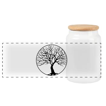 tree circle - Panoramic Cookie Jar with Wooden Lid - white - Front
