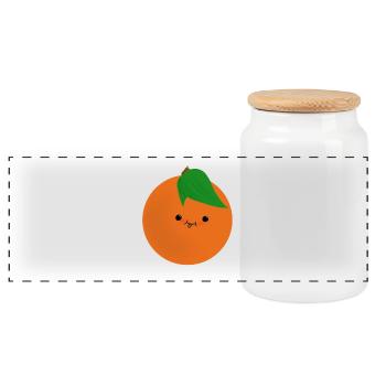 Nette orange - Panorama Keksdose mit Holzdeckel - Weiß - Vorne