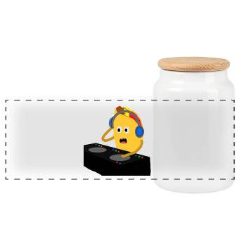 DJ Taco - Panoramic Cookie Jar with Wooden Lid - white - Front